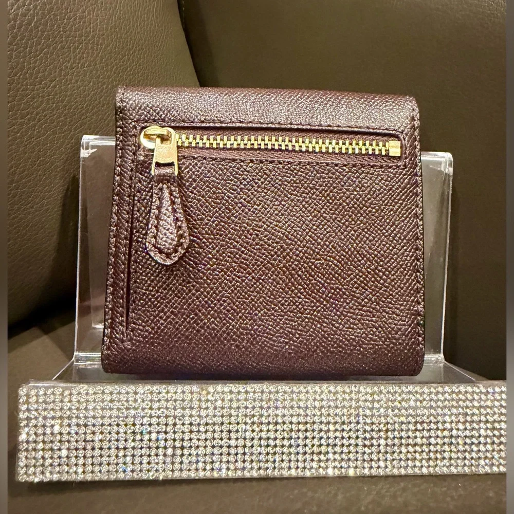 Coach Small Trifold Metallic Crossgrain Wallet - Picture 2 of 7